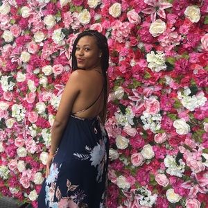 Floral long dress w/slit